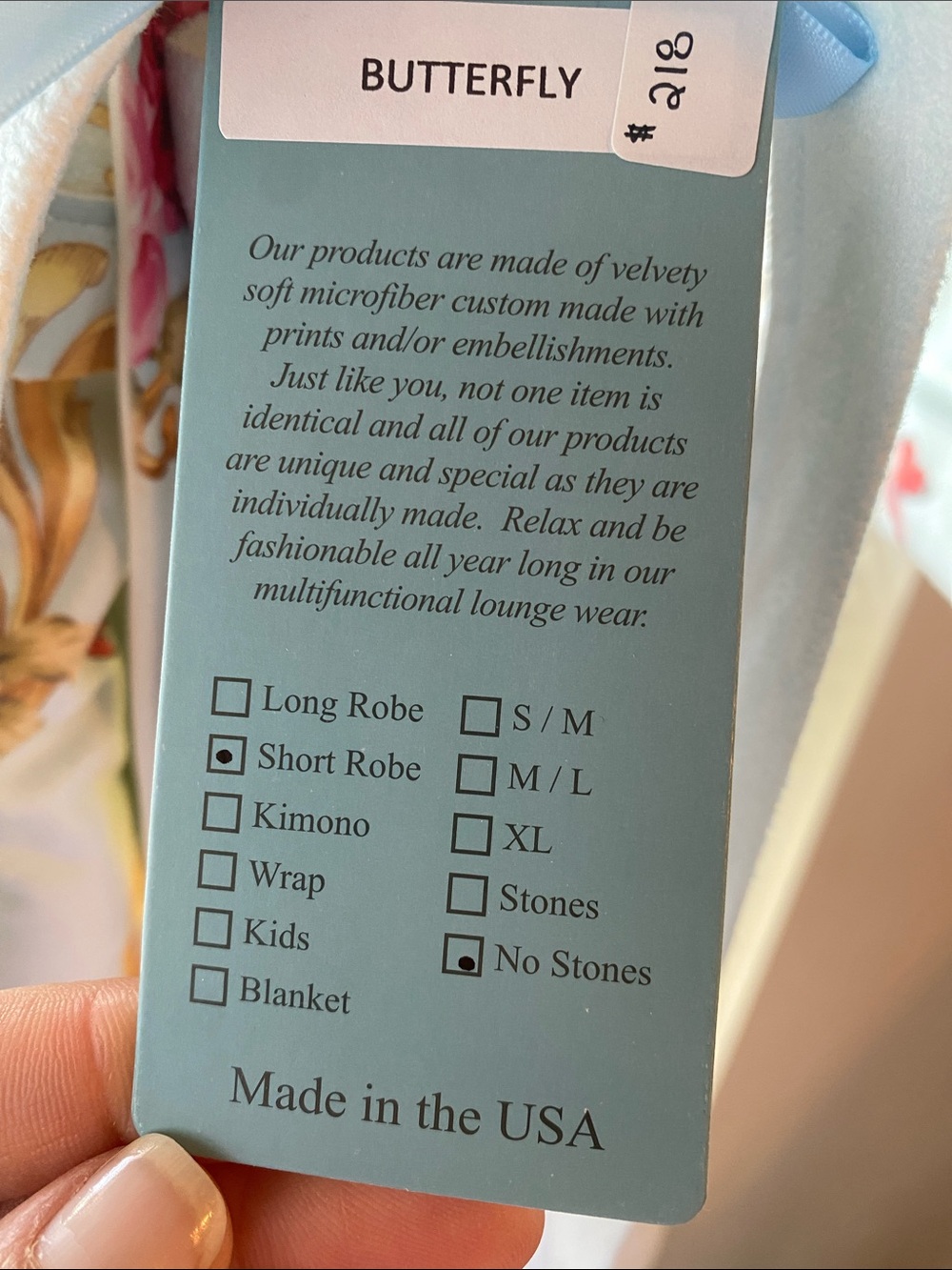 Blue Butterflies Short Robe - S/M - Picture 9 of 9